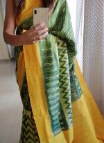 Linen Mahendi Daily Wear Printed Saree
